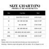 Size chart for plus size gothic corset top showing cup sizes and bust measurements for accurate fit