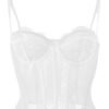 Plus size gothic corset top in sheer white lace with adjustable straps for a stylish, edgy look