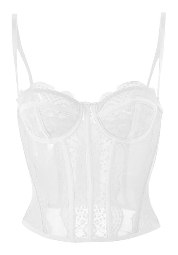 Plus Size Gothic Corset Top In Multiple Colors 122 Plus Size Gothic Corset Top In Multiple Colors Plus size gothic corset top in sheer white lace with adjustable straps for a stylish, edgy look