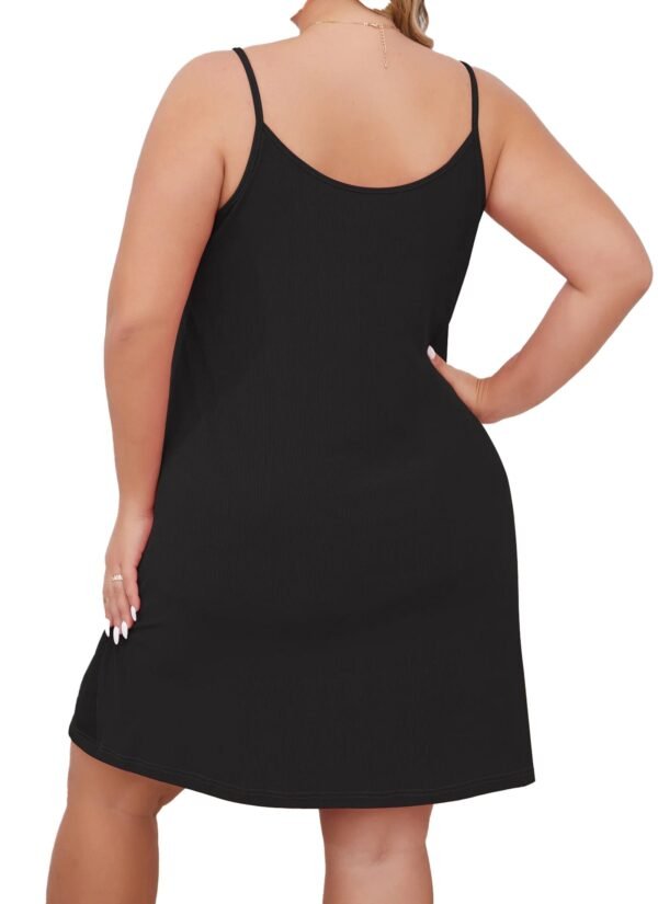 Plus Size Ice Silk Nightgown For Comfort 2 Plus Size Ice Silk Nightgown For Comfort Plus size ice silk nightgown in black with adjustable straps for comfortable sleepwear