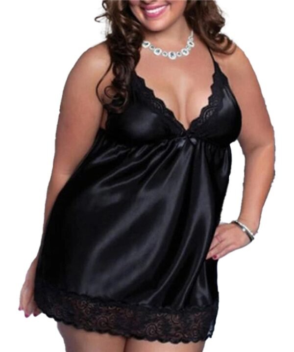 Plus Size Lace Babydoll Nightgown 18 Plus Size Lace Babydoll Nightgown Plus size lace babydoll nightgown in black with delicate lace trim and adjustable straps