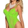 Plus Size Lace Bodysuit In Neon Green 20 Plus Size Lace Bodysuit In Neon Green Neon green plus size lace bodysuit with intricate lace details and adjustable straps from LuckeLadybug LLC