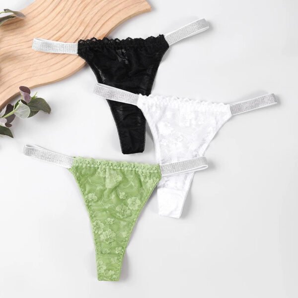 Plus Size Lace Thongs For Women Trendy Style 21 Plus Size Lace Thongs For Women Trendy Style Set of plus size lace thongs for women in black, white, and green with comfortable elastic straps