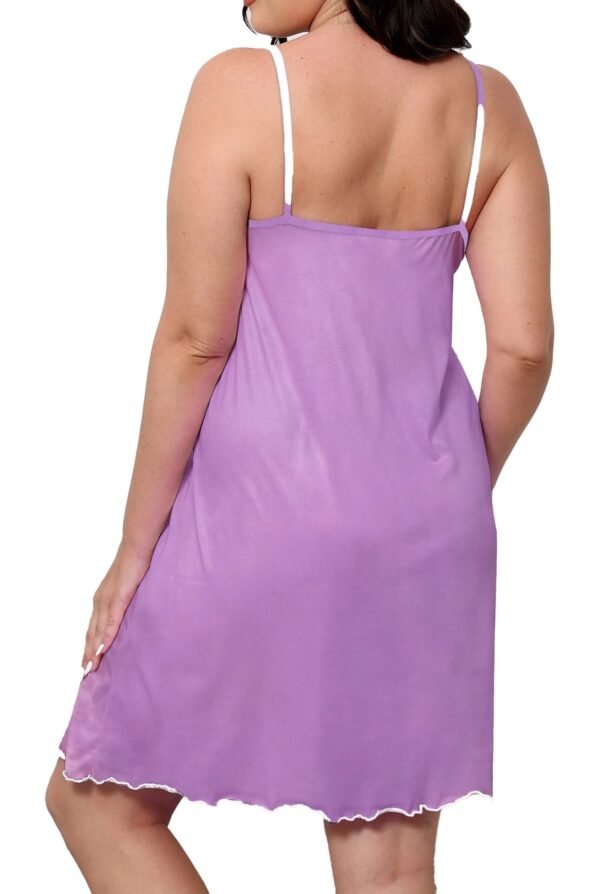 Plus Size Purple Nightgown For Women 14 Plus Size Purple Nightgown For Women Back view of a plus size purple nightgown for women with delicate straps and a scalloped hem