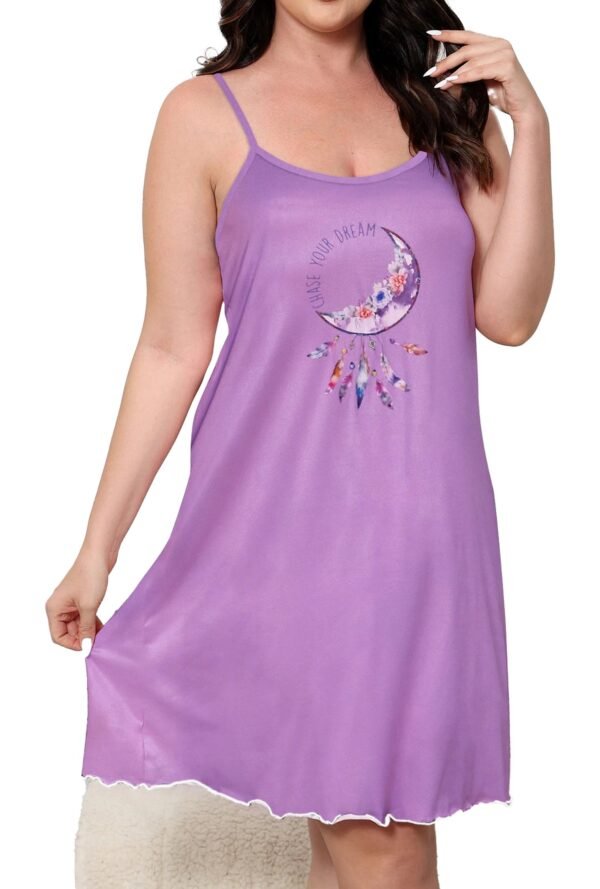 Plus Size Purple Nightgown For Women 18 Plus Size Purple Nightgown For Women Comfortable plus size purple nightgown for women with a floral moon design and adjustable straps