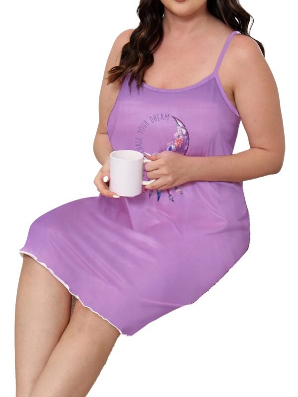 Plus Size Purple Nightgown For Women 15 Plus Size Purple Nightgown For Women Plus size purple nightgown for women with floral print and spaghetti straps, perfect for comfortable sleepwear