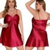 Plus size satin chemise nightgown in rich red with elegant fit and adjustable straps for comfort