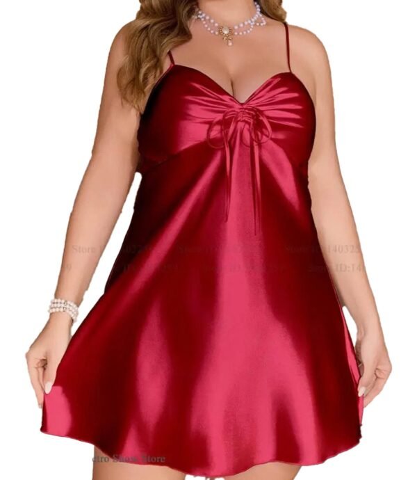 plus size satin chemise nightgown red frill front