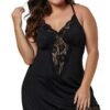 Plus Size Satin Nightgown Babydoll Dress 9 Plus Size Satin Nightgown Babydoll Dress Plus size satin nightgown in black with lace detailing for comfortable and elegant sleepwear