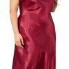 Plus size satin nightgown for women in burgundy with a graceful cowl neckline and a flowing design