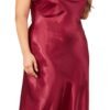 Burgundy plus size satin nightgown for women with a soft drape and adjustable straps
