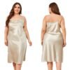 Elegant plus size satin nightgown for women in champagne color with adjustable straps