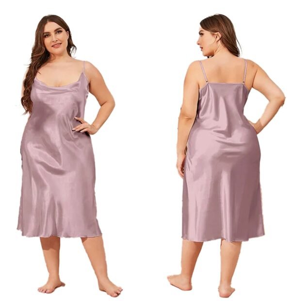 Plus Size Satin Nightgown For Women 13 Plus Size Satin Nightgown For Women Plus size satin nightgown for women in soft lavender color with adjustable straps and flowy design