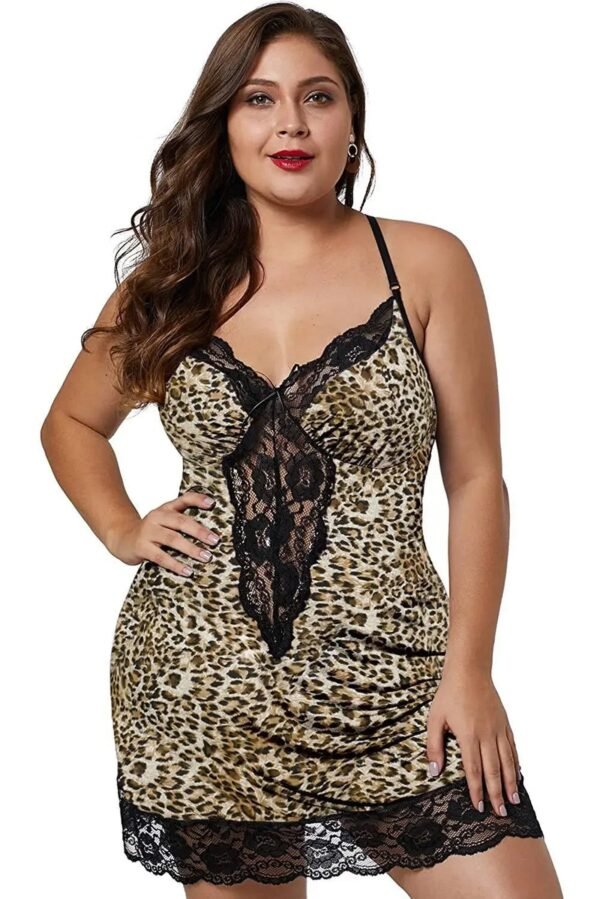 Plus Size Satin Nightgown For Women 8 Plus Size Satin Nightgown For Women Plus size satin nightgown for women with leopard print and lace detailing from LuckeLadybug LLC