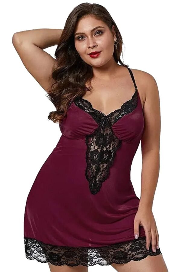 Plus Size Satin Nightgown For Women 10 Plus Size Satin Nightgown For Women Plus size satin nightgown for women in burgundy with lace detailing and adjustable straps