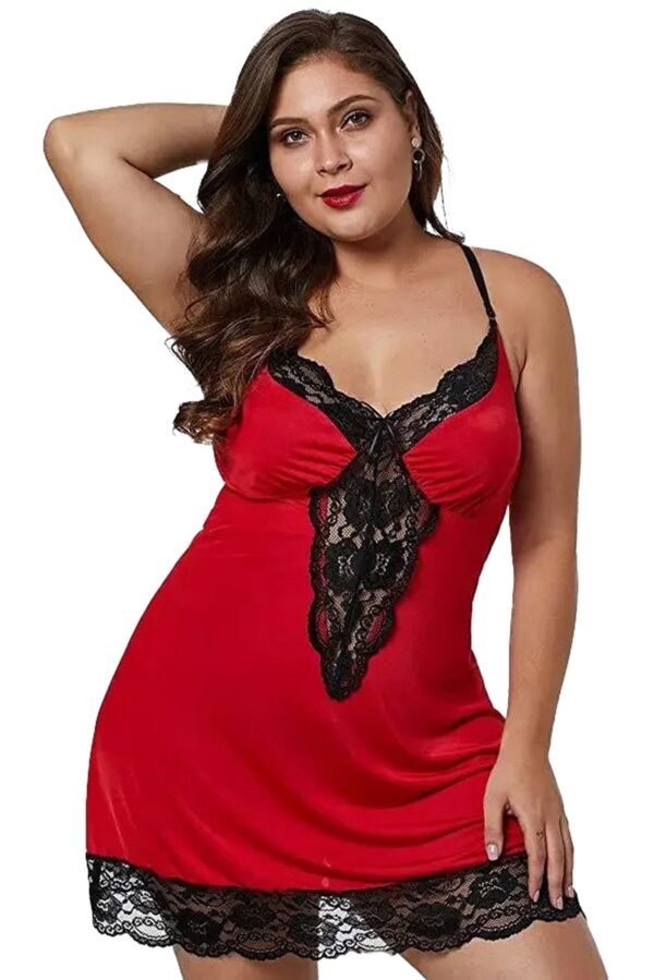 Plus Size Satin Nightgown For Women 6 Plus Size Satin Nightgown For Women Plus size satin nightgown for women in red with black lace trim and adjustable straps