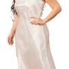 Plus size satin nightgown for women in elegant cream color, perfect for comfortable sleepwear.