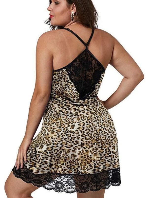 Plus Size Satin Nightgown Babydoll Dress 5 Plus Size Satin Nightgown Babydoll Dress Plus size satin nightgown with leopard print and lace detailing for comfortable sleepwear