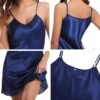 Elegant plus size satin nightgown in deep navy with adjustable straps for comfortable wear