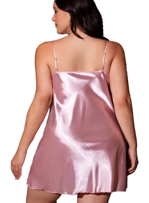 Plus Size Satin Nightgown For Comfort 3 Plus Size Satin Nightgown For Comfort Plus size satin nightgown in soft pink featuring thin adjustable straps and a flowing design