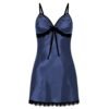 Navy satin plus size sexy nightgown for women with lace trim and adjustable straps from LuckeLadybug LLC