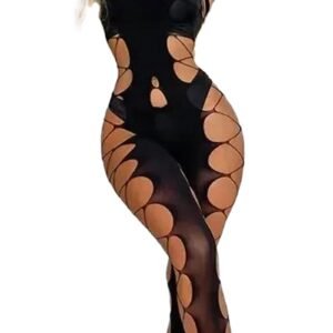 LuckeLadybug LLC plus size sheer lingerie bodysuit featuring stylish cutouts and a form-fitting design