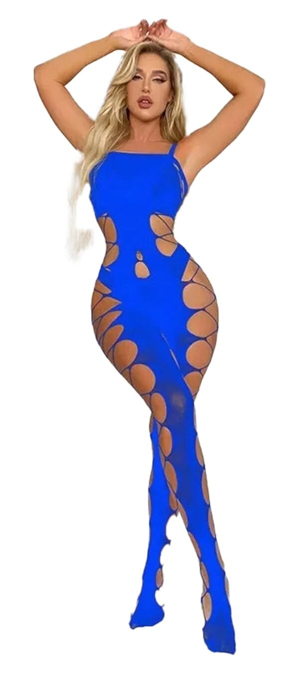 Plus Size Sheer Lingerie Bodysuit 36 Plus Size Sheer Lingerie Bodysuit Bold blue plus size sheer lingerie bodysuit with cut-out design for a daring look