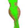 Neon green plus size sheer lingerie bodysuit featuring stylish cutouts for a bold look