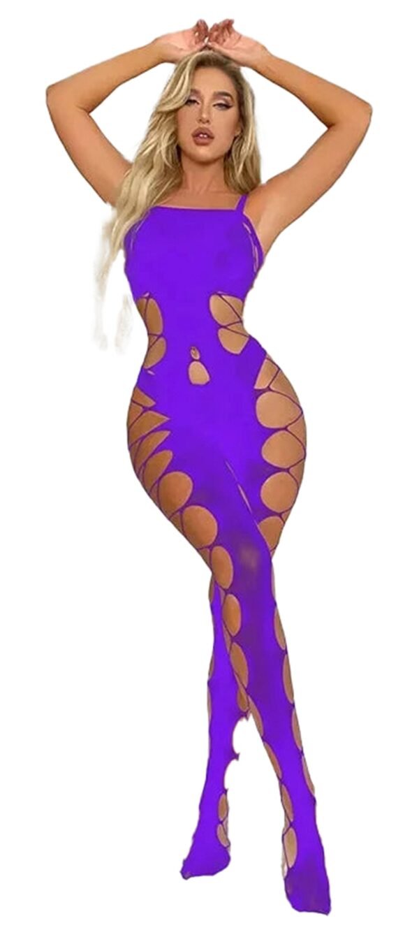 Plus Size Sheer Lingerie Bodysuit 28 Plus Size Sheer Lingerie Bodysuit LuckeLadybug LLC Plus Size Sheer Lingerie Bodysuit in Purple with Unique Cutouts and Form-Fitting Design
