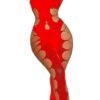 LuckeLadybug LLC plus size sheer lingerie bodysuit in red with cut-out design for a bold look