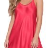 Luxurious red plus size silk night dress for women with adjustable straps and a loose fit