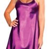 Purple plus size silk night dress for women with a flattering A-line silhouette and adjustable straps