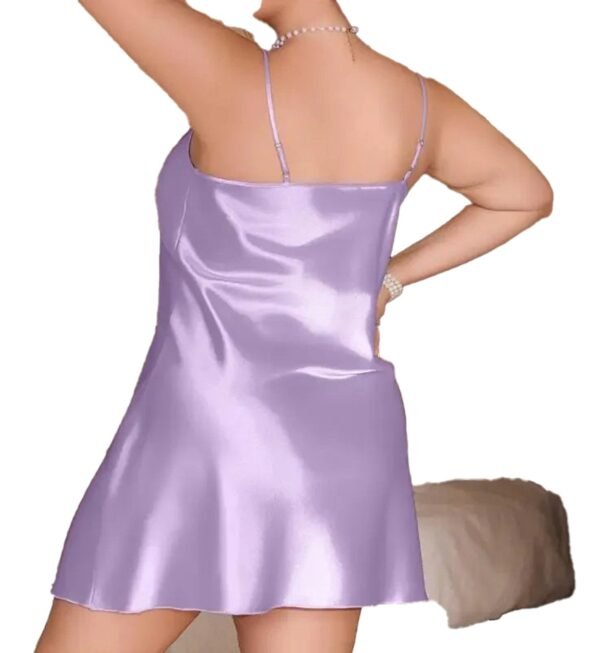 Plus Size Silk Satin Nightgown Babydoll 2 Plus Size Silk Satin Nightgown Babydoll Elegant plus size silk satin nightgown in lavender, perfect for luxurious nighttime comfort