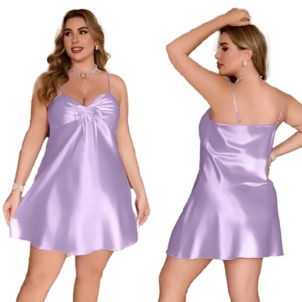 Plus Size Silk Satin Nightgown Babydoll 1 Plus Size Silk Satin Nightgown Babydoll Plus size silk satin nightgown in lavender with adjustable straps and a flattering fit