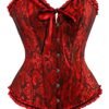 Luxurious red vintage corset for women with ruffled edges, perfect for plus size vintage corset for women.