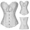 Elegant plus size vintage corset for women featuring a lace trim and ribbon tie detail
