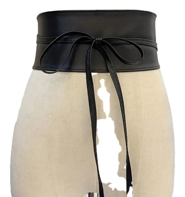 PU Leather Corset Belt for Women 30 PU Leather Corset Belt for Women Black PU leather corset belt for women with a stylish tie detail and adjustable fit