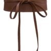 Brown LuckeLadybug PU leather corset belt for women with adjustable tie for a stylish look