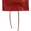 Red PU leather corset belt for women with stylish tie closure for fashionable outfits