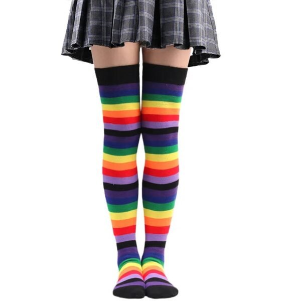 Rainbow Knee High Socks For Women 31 Rainbow Knee High Socks For Women Colorful striped rainbow knee high socks for women with vibrant patterns and soft fabric