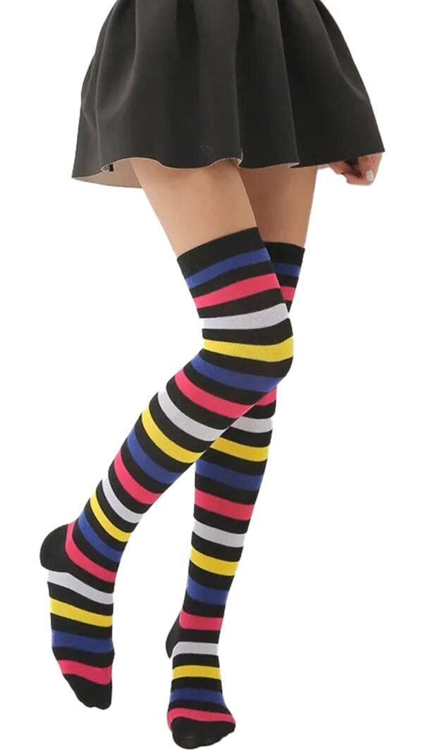 Rainbow Knee High Socks For Women 26 Rainbow Knee High Socks For Women Colorful striped rainbow knee high socks for women by LuckeLadybug LLC, perfect for adding flair to any outfit.