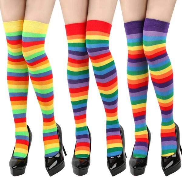Rainbow Knee High Socks For Women 25 Rainbow Knee High Socks For Women Colorful rainbow knee high socks for women with vibrant stripes in multiple colors for a fun look