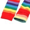 Colorful rainbow knee high socks for women featuring vibrant stripes in red, yellow, green, and blue