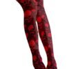 Red skull print thigh high stockings featuring a stylish skull design for bold fashion statements