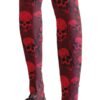 Red skull print thigh high stockings from LuckeLadybug LLC featuring a bold skull design