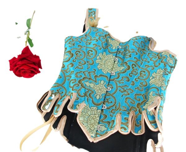 Renaissance Corset Top For Women Elegant Style 27 Renaissance Corset Top For Women Elegant Style Bright blue renaissance corset top for women with intricate floral patterns and stylish lace-up design