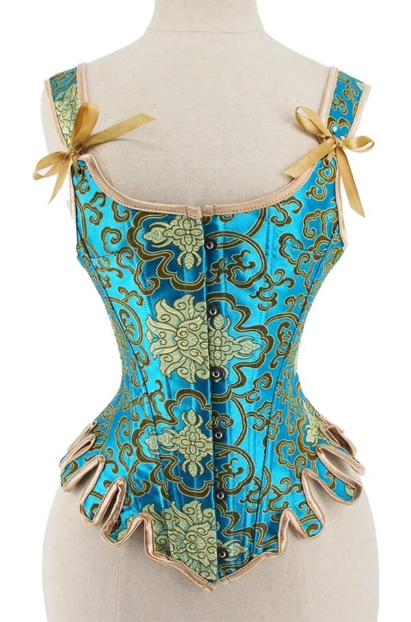 Renaissance Corset Top For Women Elegant Style 21 Renaissance Corset Top For Women Elegant Style Elegant renaissance corset top for women in blue and gold with ribbon tie details