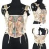 Elegant LuckeLadybug LLC renaissance corset top for women with beautiful vintage artwork and lace-up back design