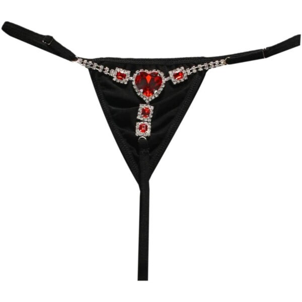 Rhinestone Low Rise Thongs For Women 21 Rhinestone Low Rise Thongs For Women LuckeLadybug rhinestone low rise thongs for women in black with heart-shaped gem detail