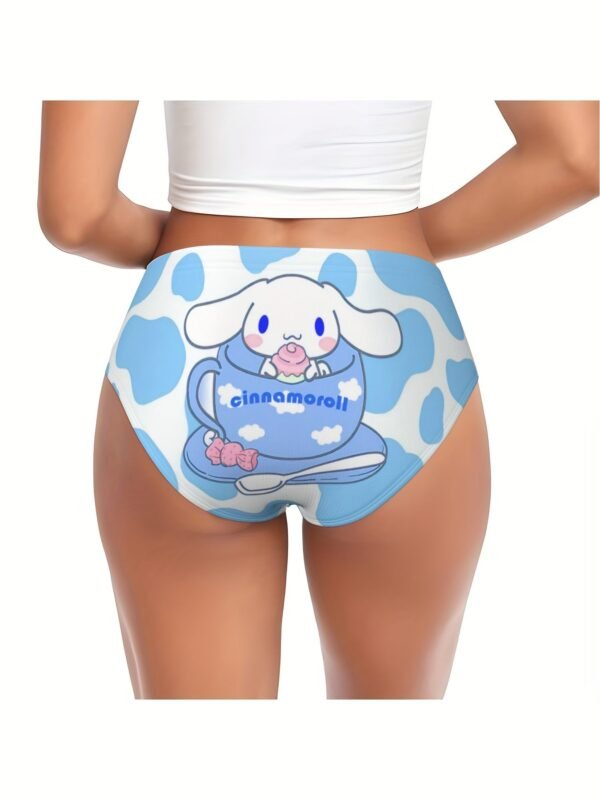Cinnamoroll Sanrio cartoon dog women’s underwear with cute blue design featuring a cartoon dog holding a cup